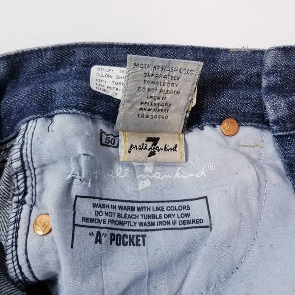 NEW 7 For All Mankind Jeans Studded "A" Pocket" Bootcut Blue Denim - Picture 12 of 12
